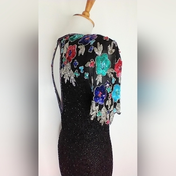 SCALA BEADED DRESS WITH SEQUINED FLORAL PATTERN - Picture 6 of 8